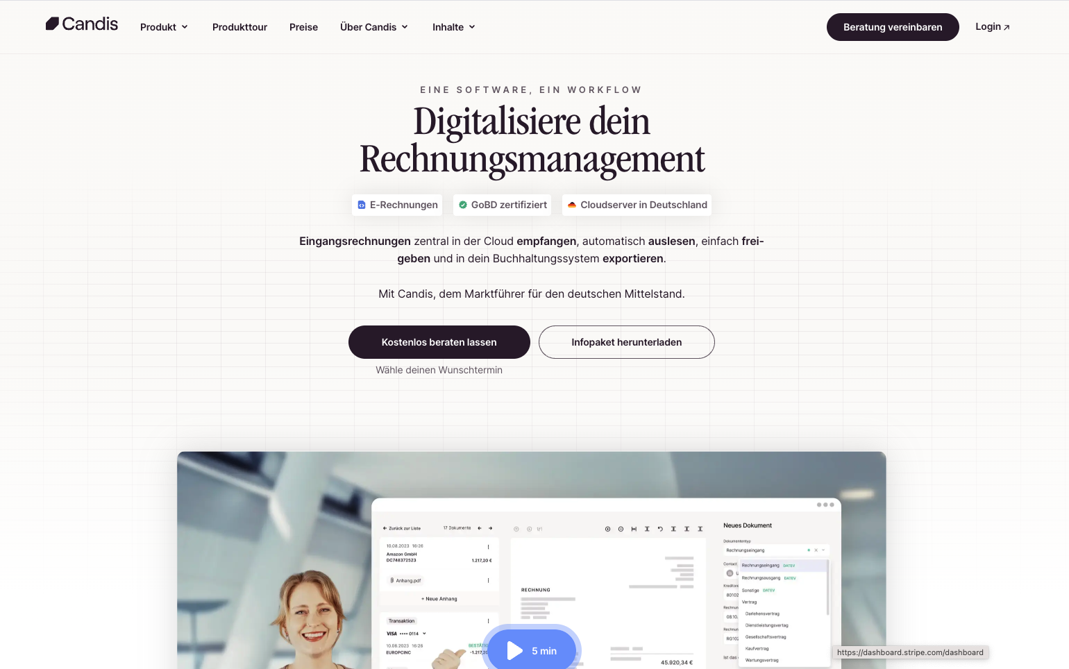 Candis dashboard interface